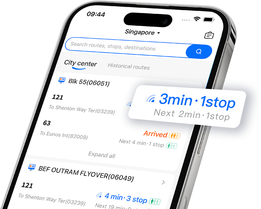 Busio app showing real time bus tracking information