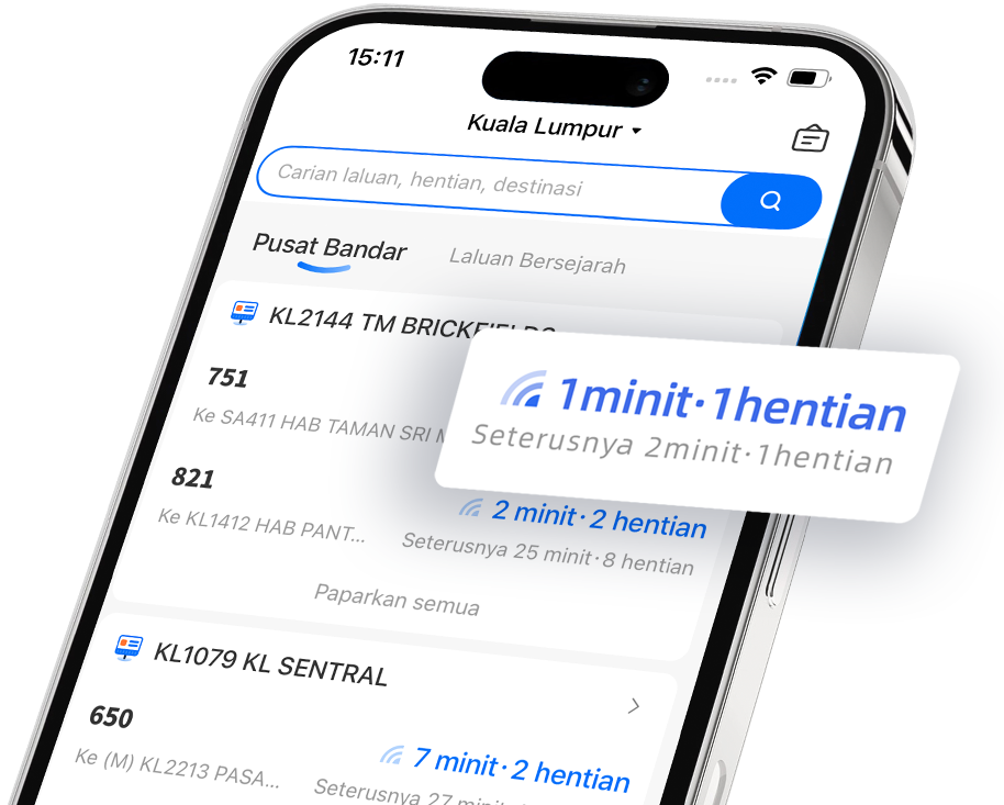 Busio app showing real time bus tracking information